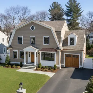 Taupe Gambrel With Round Gable Light