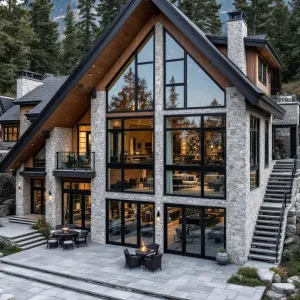 Modern Mountain Majesty with Glass Grandeur