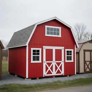 Crimson Crossbuck Loft Shed