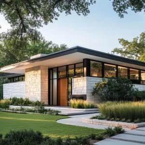 Mid-Century Stone Sanctuary Under the Trees