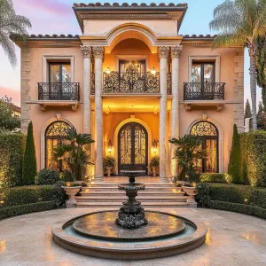 Elegant Mansion Embracing Sunset Hues