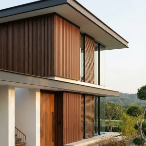 Calm Timber Lantern Courtyard Residence