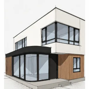 Corner Gallery Warm Frame Residence