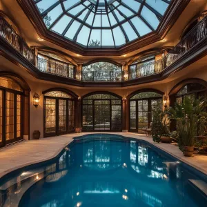 Luxury Indoor Oasis With Dome Skylight