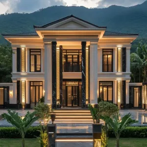House of Illuminated Elegance Amidst Mountains