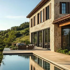 A Modern Escape with Stone and Reflection