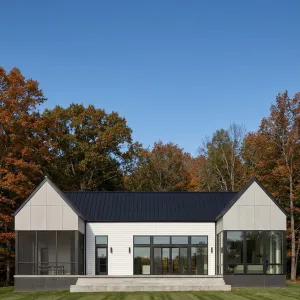 Crisp Gabled Farmstead With Framed Views