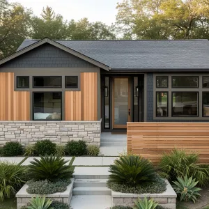 A Charming Bungalow with Timber and Stone Delight