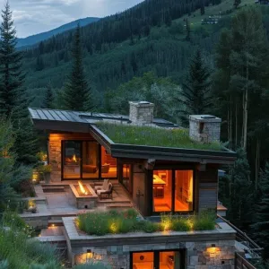 Cabin With Green Roofing