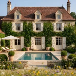 Vine-Clad Manor With Courtyard Pool