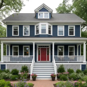Colonial Blue With Vermilion Welcome