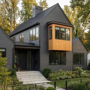 Warm Cedar Bay Window Charcoal Home