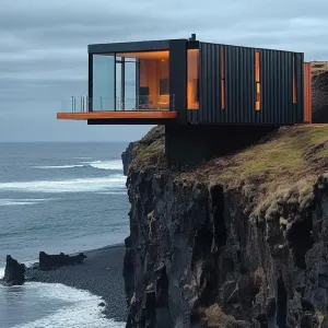 Shipping Container Home Built Into Cliffside