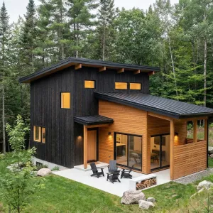 Two-Tone Slope Roof Forest Cabin