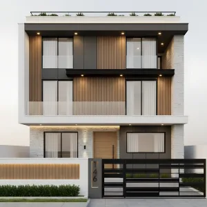 Warm Slats, Charcoal Grid Elevation