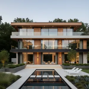 Terraced Timber Glow Pavilion