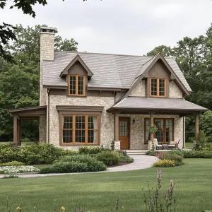 Whimsical Stone Sanctuary with Garden Views