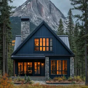 Midnight Blue Corrugated Metal With Black Window Trims