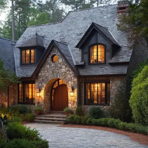 Enchanting Cobblestone Lodge with Woodland Warmth