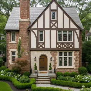 Cross-Braced Tudor with Brick Footing