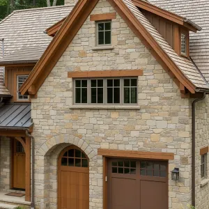 Stately Stone Retreat with Warm Wooden Charm