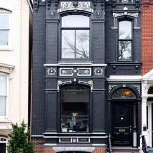 Elegant Onyx Rowhouse With Brick Accents