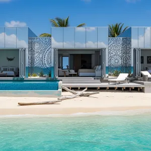 Reflective Serenity: Beachside Mirage Manor