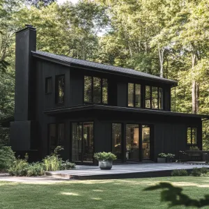 Ebony Oasis in Leafy Embrace