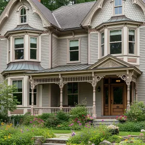 Victorian Elegance Nestled in Blooming Gardens