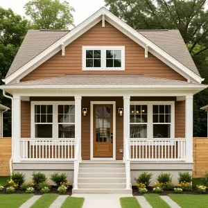 Charming Steps Leading to a Brown Bungalow Delight
