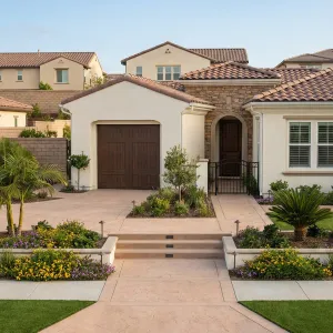 Mediterranean Courtyard Entry With Layered Approach