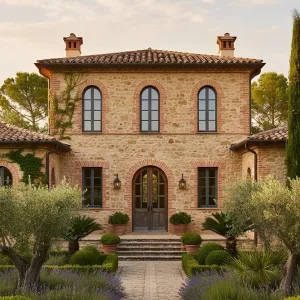 Tuscan Stone Manor With Arched Grace