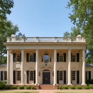 Pediment Grace Columned Courtyard Manor