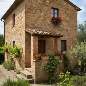 Warm-Brick Portico Farmstead