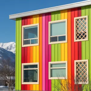 Carnival Vertical Rainscreen With Ivory Trim And Lattice Pops