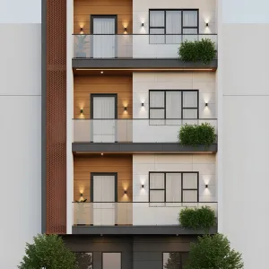 Bronze-Screened Balconied Urban Rowfront