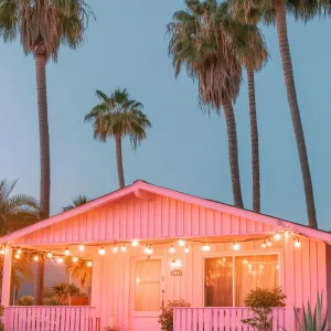 Rosy Haven: A Bungalow Bathed in Sunset Glow
