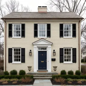 Cream-Brick Colonial with Navy Pop