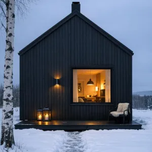 Snowbound Ink Cabin With Glow