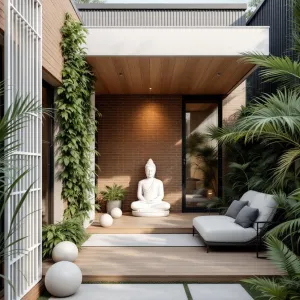 Zen Hideaway with Brick Backdrop