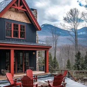 A Playful Symphony of Crimson and Timber Peaks
