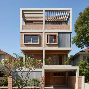 Open-Grid Brick Atrium House