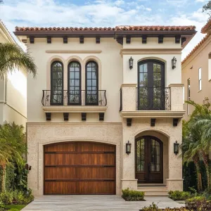 Mediterranean Majesty with Wooden Gate Grandeur