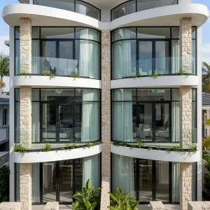 Symmetrical Serenity: A Stone & Glass Symphony
