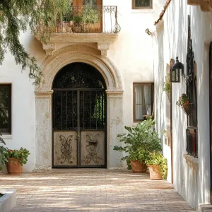Arched Doorways With Ornate Wrought-iron Gates
