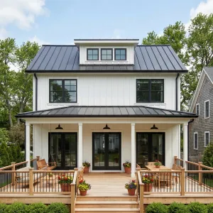 Farmhouse Deck With Breezy Backyard Swing