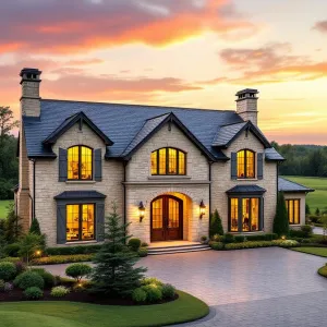 Dreamy Stone Chateau Under a Vibrant Sky