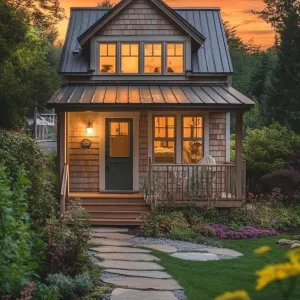 Charming Tiny House At Sunset