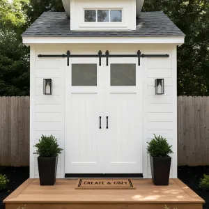 Crisp White Barn-Door Writer’s Den