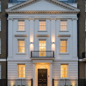Pedimented Villa With Lantern Glow